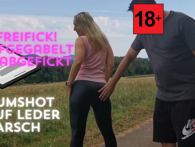 Freifick! Aufgegabelt u. abgefickt, Cumshot auf Leder Arsch