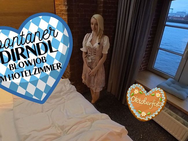 Spontaner Dirndl Blowjob im Hotelzimmer